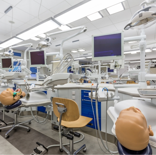 Work stations for treatment practice at dental school